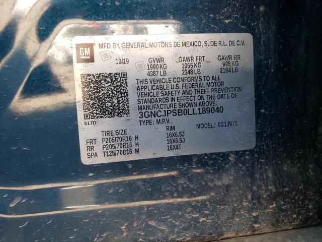 Photo 10 from auction – 2020 CHEVROLET TRAX 1LT with VIN 3GNCJPSB0LL189040