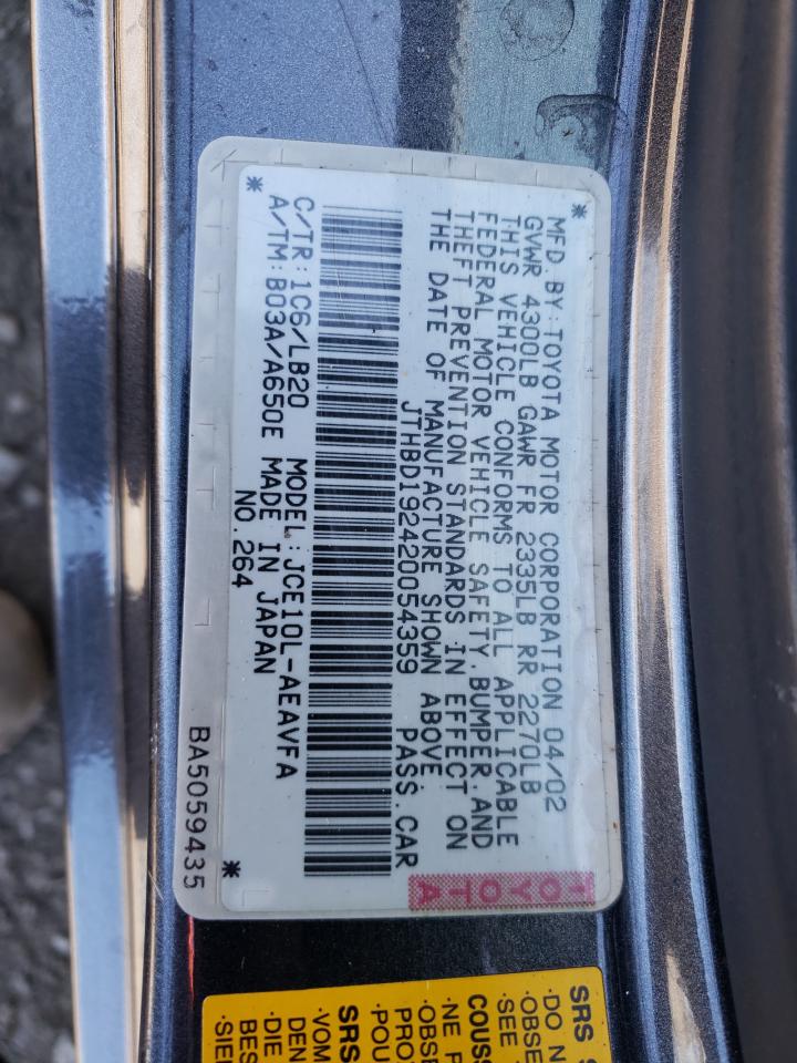Photo 10 from auction – 2002 LEXUS IS 300 with VIN JTHBD192420054359