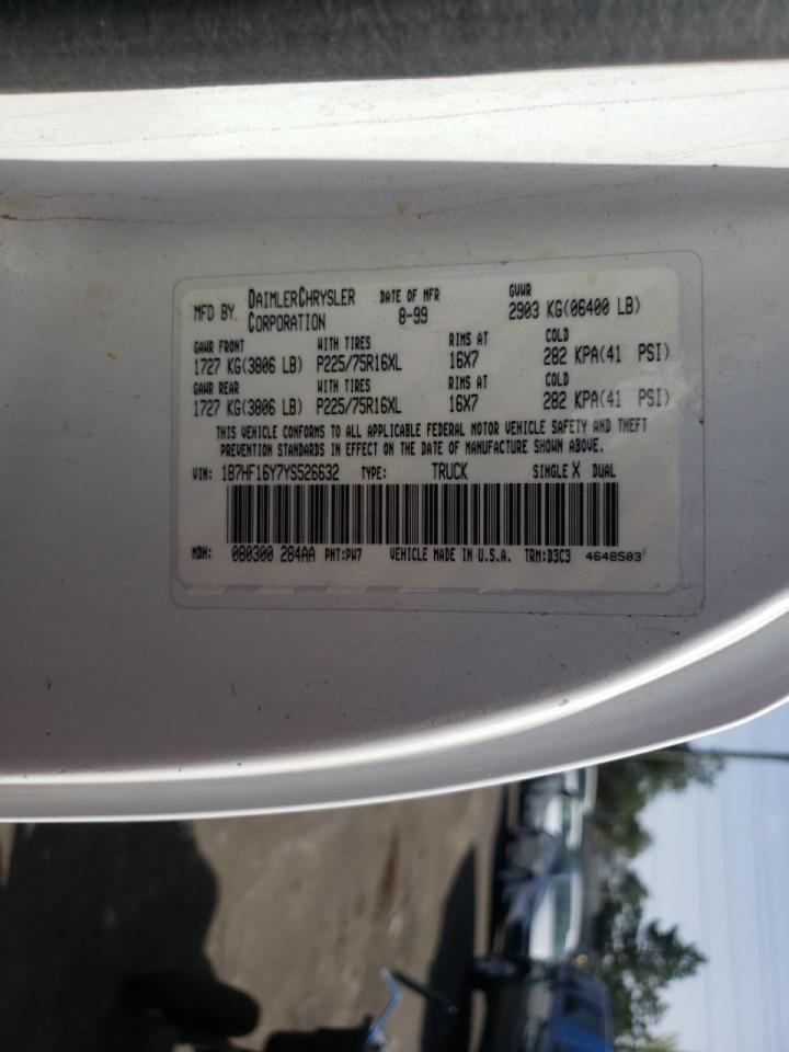 Фото 10 с аукциона – 2000 DODGE RAM 1500 с VIN 1B7HF16Y7YS526632
