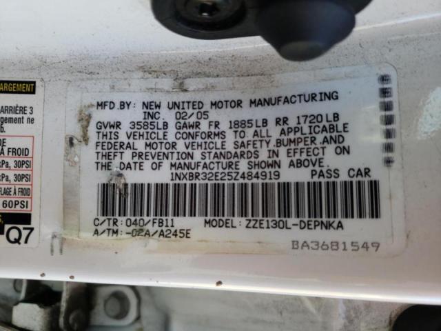 Photo 10 from auction – 2005 TOYOTA COROLLA CE with VIN 1NXBR32E25Z484919