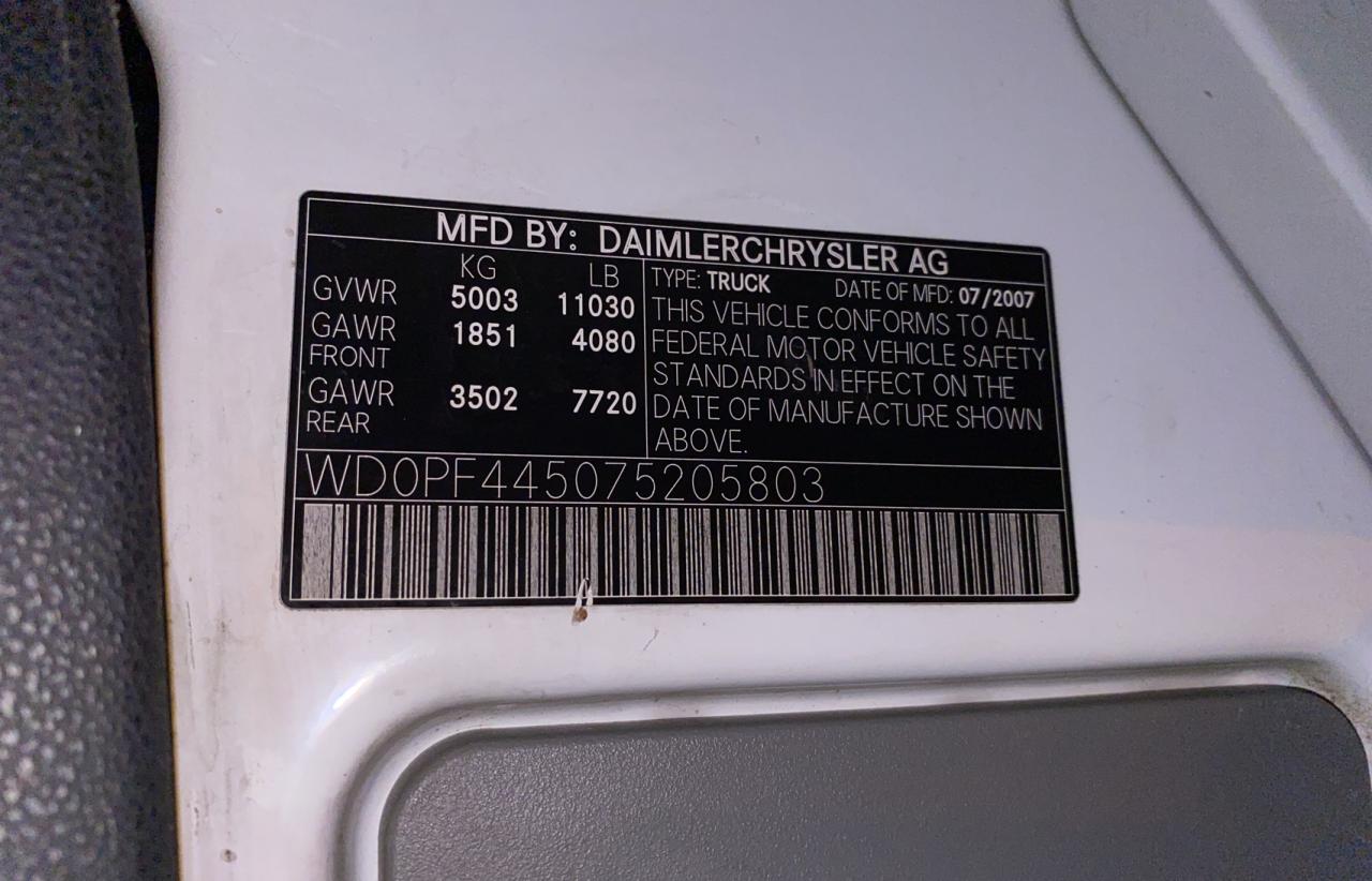 Photo 10 from auction – 2007 DODGE SPRINTER 3 with VIN WD0PF445075205803