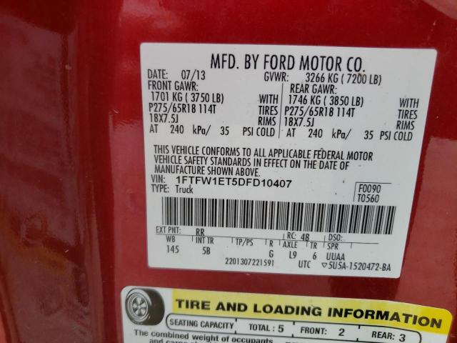 Photo 10 from auction – 2013 FORD F150 SUPER with VIN 1FTFW1ET5DFD10407