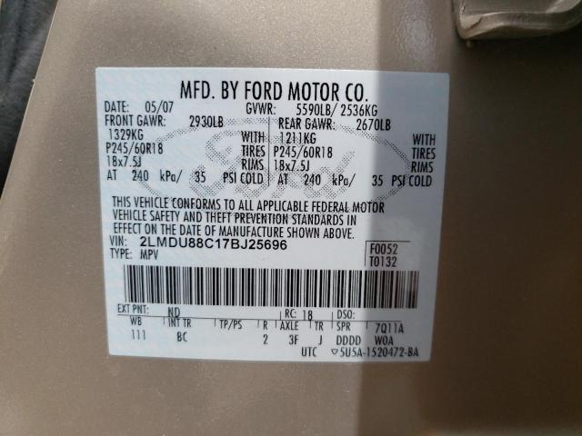LINCOLN MKX 2007 with VIN 2LMDU88C17BJ25696 - Photo from auction