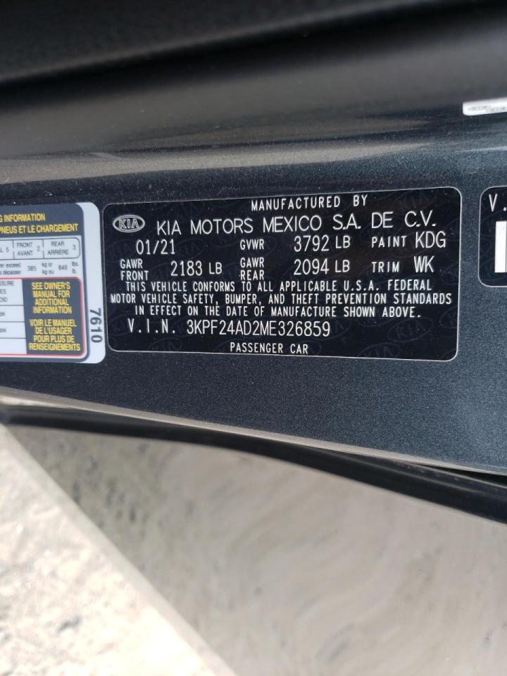 Photo 10 from auction – 2021 KIA FORTE FE with VIN 3KPF24AD2ME326859