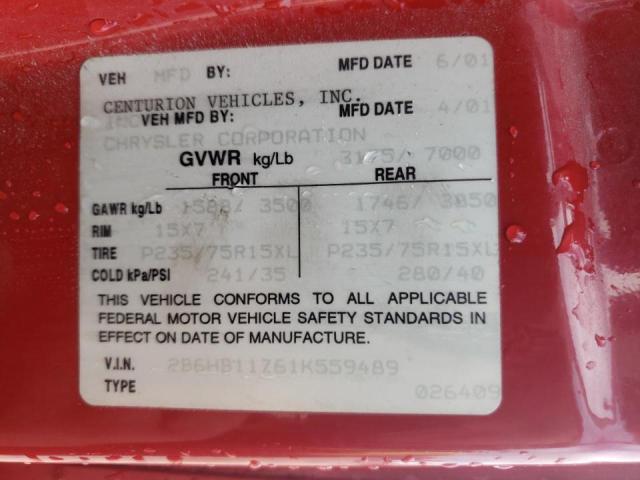 Photo 10 from auction – 2001 DODGE RAM VAN B1 with VIN 2B6HB11Z61K559489