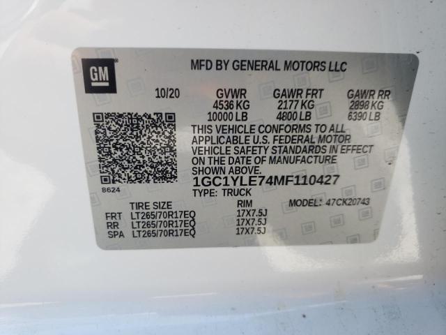 Photo 10 from auction – 2021 CHEVROLET SILVERADO with VIN 1GC1YLE74MF110427