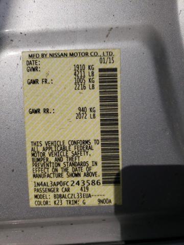 Photo 10 from auction – 2015 NISSAN ALTIMA 2.5 with VIN 1N4AL3AP0FC243586