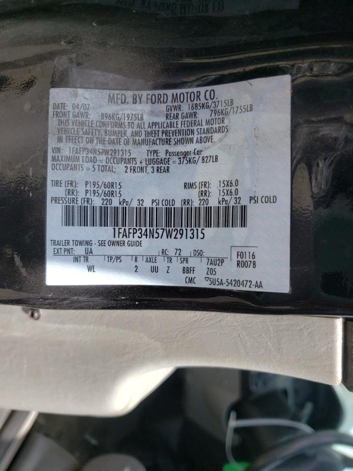 Photo 10 from auction – 2007 FORD FOCUS ZX4 with VIN 1FAFP34N57W291315