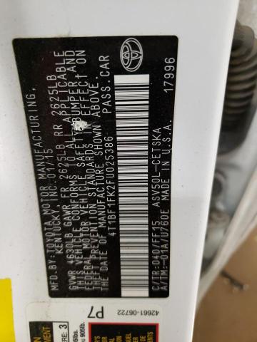 Photo 10 from auction – 2015 TOYOTA CAMRY LE with VIN 4T1BF1FK2FU025386