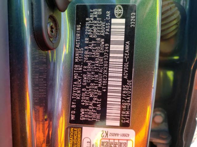 Photo 10 from auction – 2006 TOYOTA CAMRY with VIN 4T1BE32K26U137349