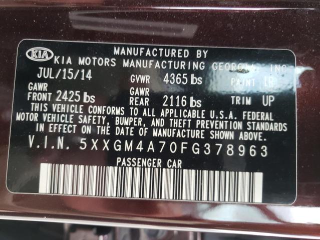 Photo 10 from auction – 2015 KIA OPTIMA LX with VIN 5XXGM4A70FG378963
