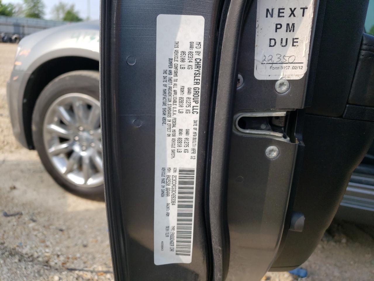 Photo 10 from auction – 2012 CHRYSLER 300 LIMITE with VIN 2C3CCACG3CH263364