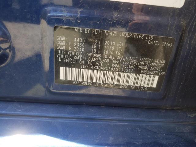 Photo 10 from auction – 2010 SUBARU LEGACY with VIN 4S3BMBG60A3230317