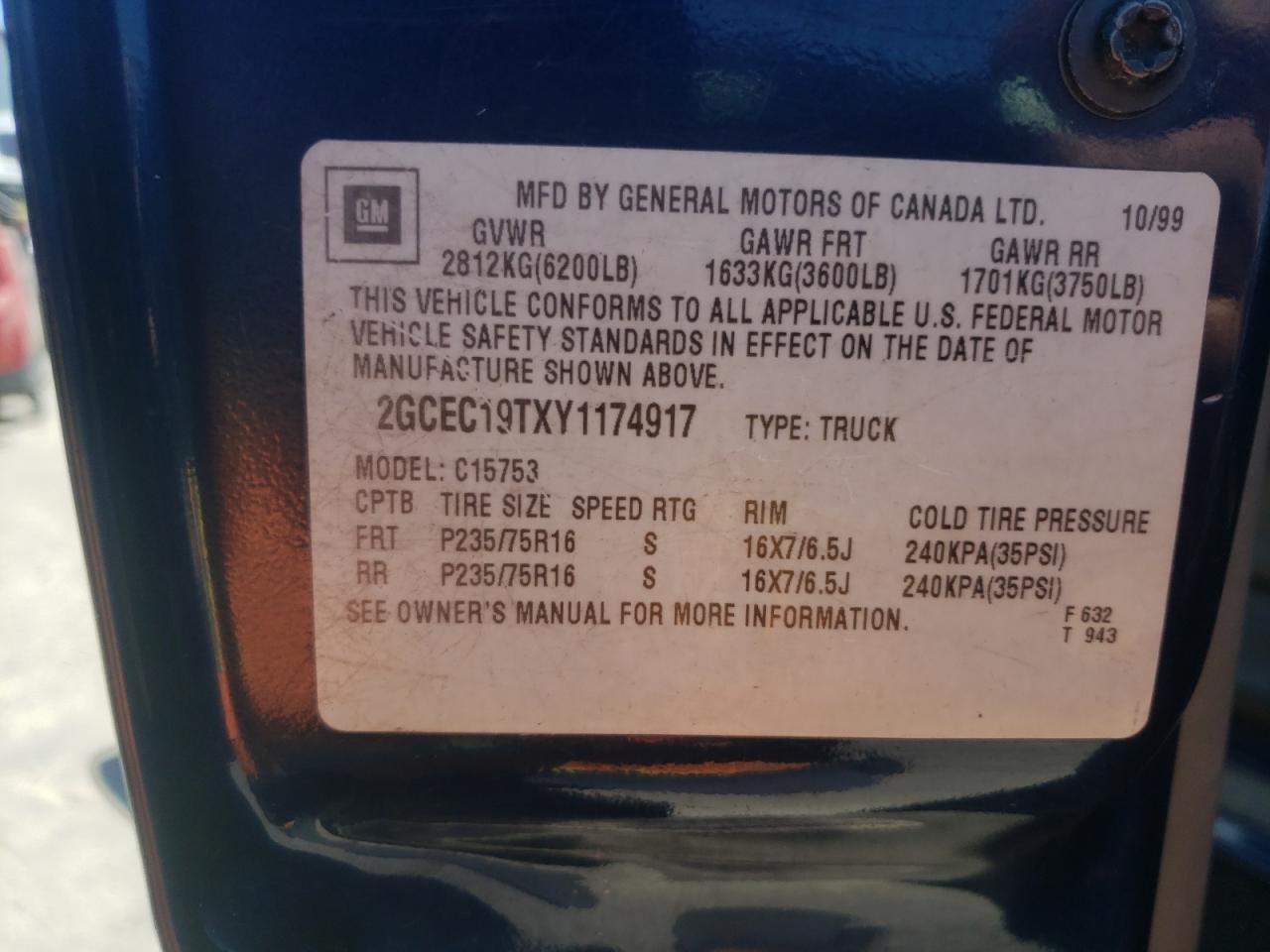 Photo 10 from auction – 2000 CHEVROLET SILVERADO with VIN 2GCEC19TXY1174917