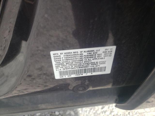 Photo 10 from auction – 2012 HONDA PILOT EXL with VIN 5FNYF3H57CB003003