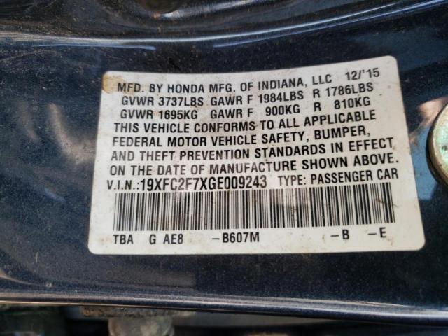 Photo 10 from auction – 2016 HONDA CIVIC EX with VIN 19XFC2F7XGE009243