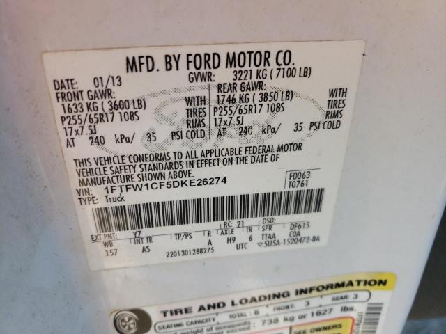 Photo 10 from auction – 2013 FORD F150 SUPER with VIN 1FTFW1CF5DKE26274