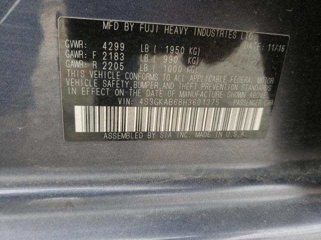 Photo 10 from auction – 2017 SUBARU IMPREZA PR with VIN 4S3GKAB68H3601375