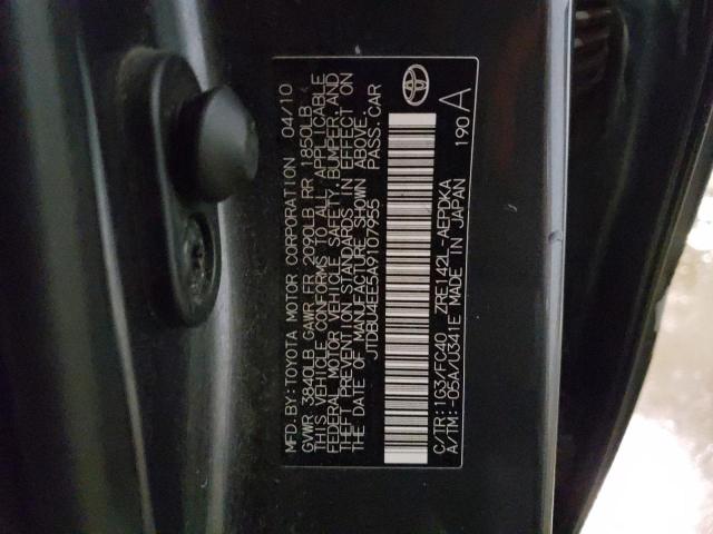 Photo 10 from auction – 2010 TOYOTA COROLLA BA with VIN JTDBU4EE5A9107955