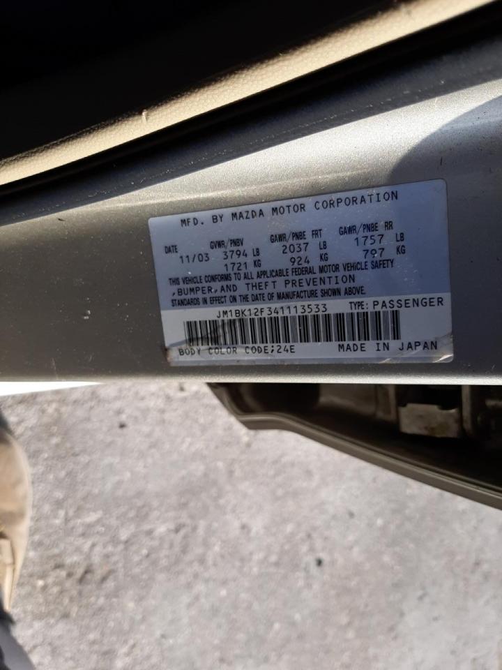 Photo 10 from auction – 2004 MAZDA 3 with VIN JM1BK12F341113533