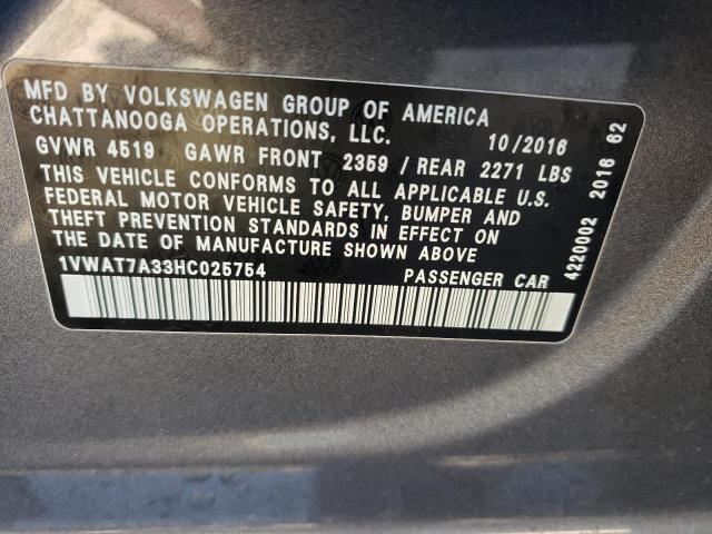 Photo 10 from auction – 2017 VOLKSWAGEN PASSAT S with VIN 1VWAT7A33HC025754