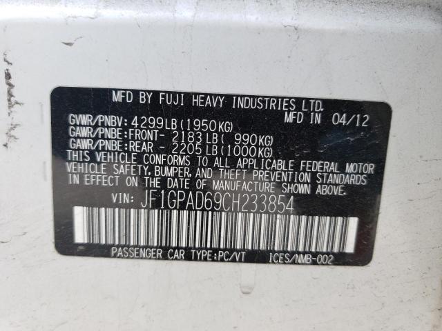 Photo 10 from auction – 2012 SUBARU IMPREZA PR with VIN JF1GPAD69CH233854