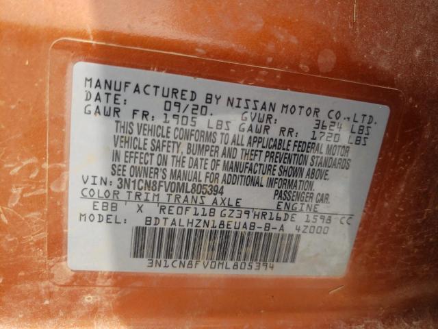 Photo 10 from auction – 2021 NISSAN VERSA SR with VIN 3N1CN8FV0ML805394