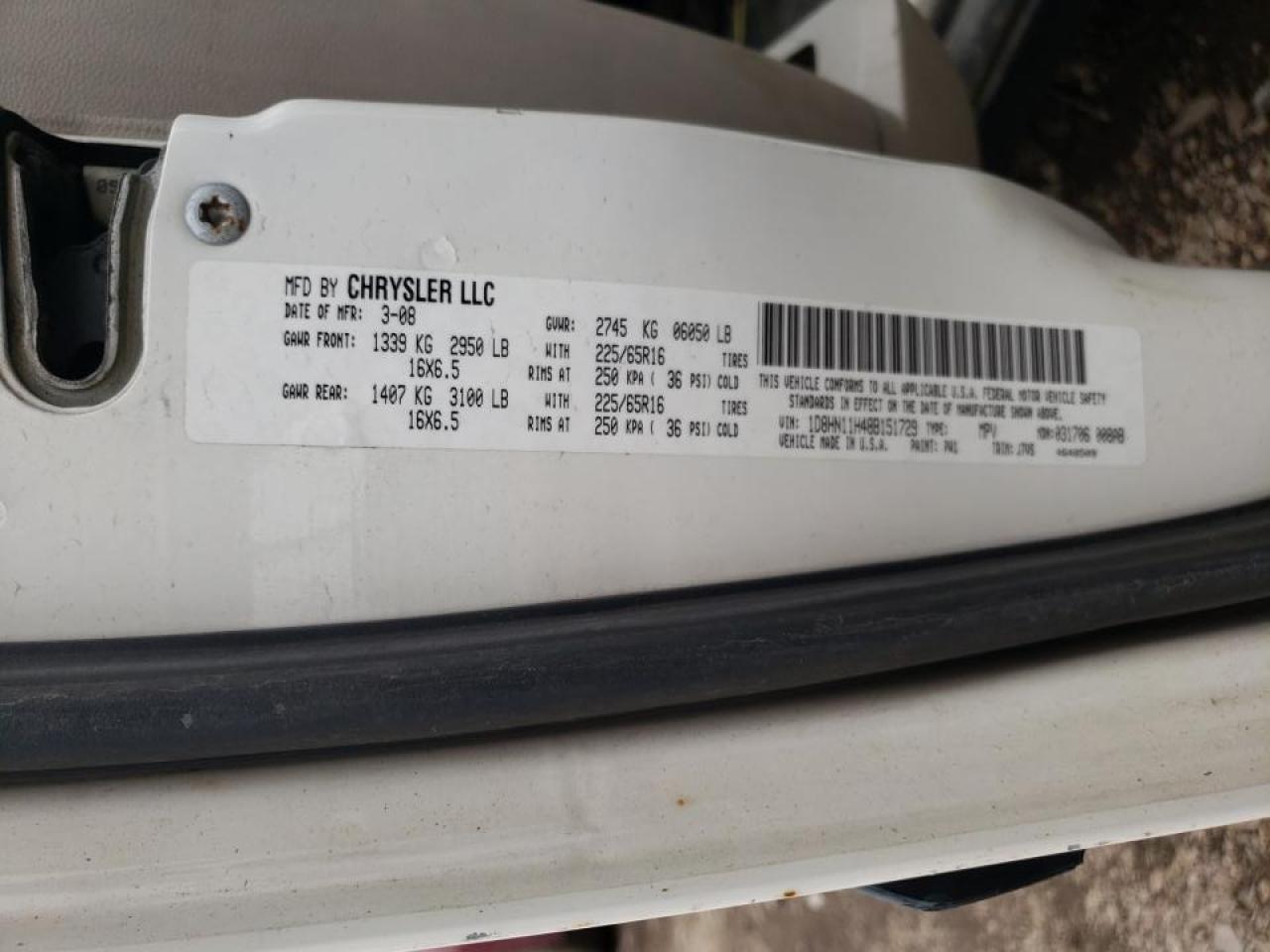 Photo 10 from auction – 2008 DODGE GRAND CARA with VIN 1D8HN11H48B151729