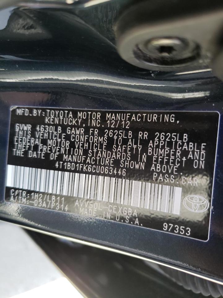 Photo 10 from auction – 2012 TOYOTA CAMRY HYBR with VIN 4T1BD1FK6CU063446