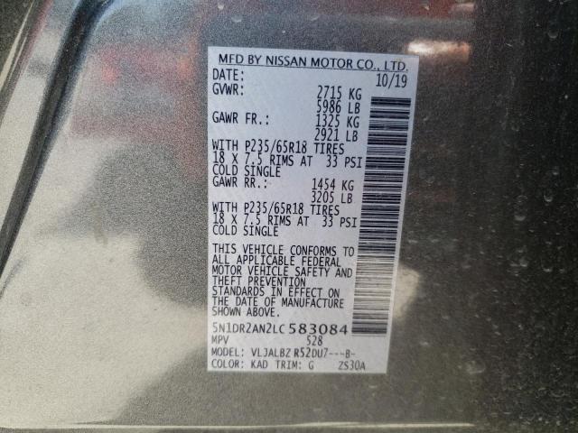 Photo 10 from auction – 2020 NISSAN PATHFINDER with VIN 5N1DR2AN2LC583084