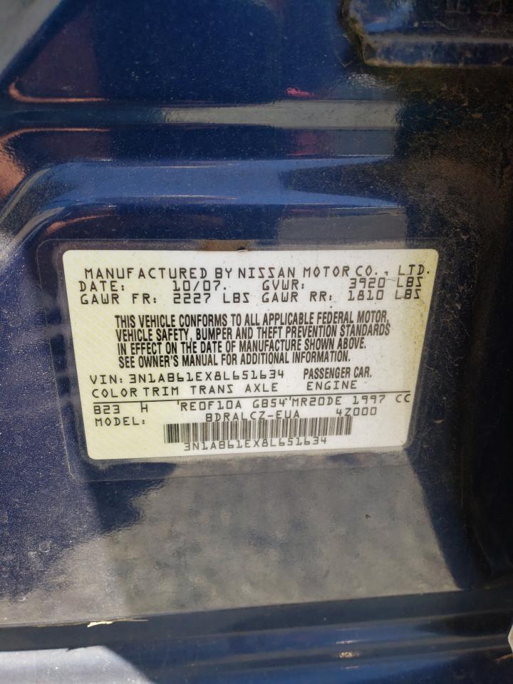 Photo 10 from auction – 2008 NISSAN SENTRA 2.0 with VIN 3N1AB61EX8L651634