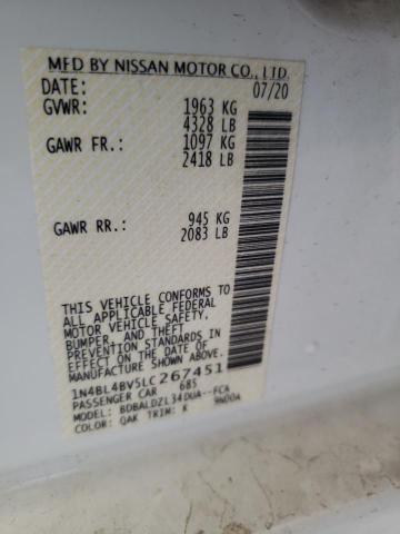 Photo 10 from auction – 2020 NISSAN ALTIMA S with VIN 1N4BL4BV5LC267451