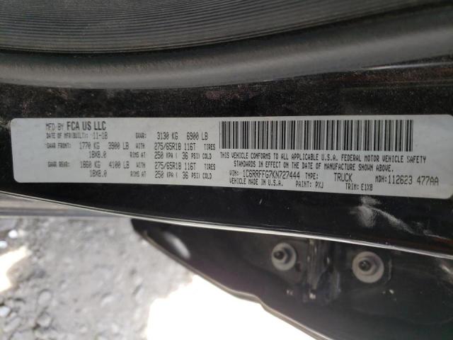 Photo 10 from auction – 2019 RAM 1500 BIG H with VIN 1C6RRFFG7KN727444
