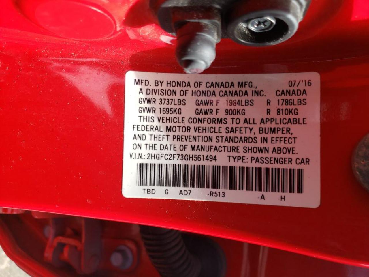 Photo 10 from auction – 2016 HONDA CIVIC EX with VIN 2HGFC2F73GH561494