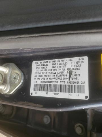 Photo 10 from auction – 2007 HONDA ACCORD EX with VIN 1HGCM56897A075748
