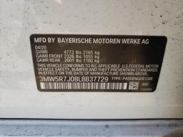 Photo 10 from auction – 2020 BMW 330XI with VIN 3MW5R7J08L8B37729