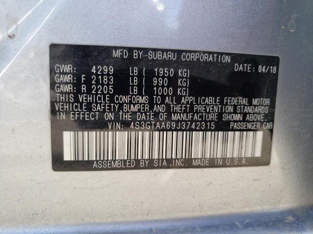 Photo 10 from auction – 2018 SUBARU IMPREZA with VIN 4S3GTAA69J3742315
