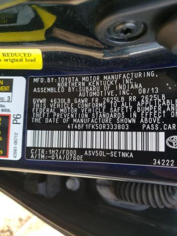 Photo 10 from auction – 2013 TOYOTA CAMRY L with VIN 4T4BF1FK5DR333803