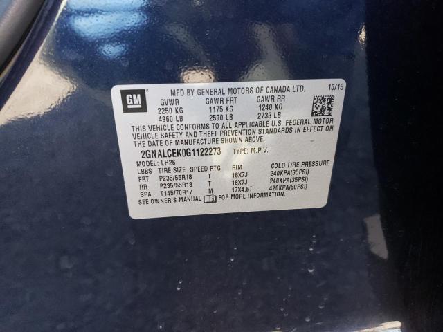 Photo 10 from auction – 2016 CHEVROLET EQUINOX LT with VIN 2GNALCEK0G1122273