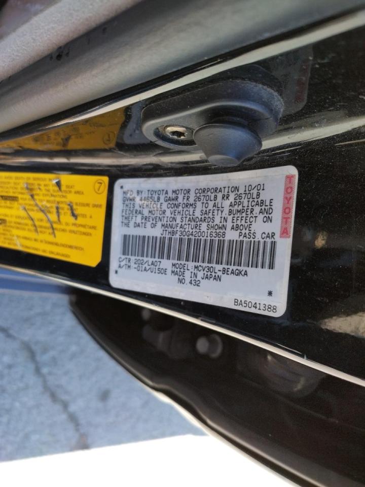 Photo 10 from auction – 2002 LEXUS ES with VIN JTHBF30G420016368