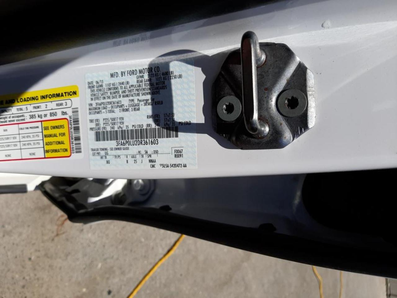 Photo 10 from auction – 2013 FORD FUSION SE with VIN 3FA6P0LU2DR361603