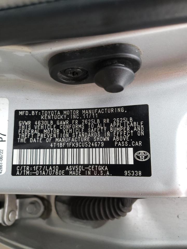 Photo 10 from auction – 2012 TOYOTA CAMRY BASE with VIN 4T1BF1FK9CU524679