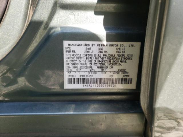 Photo 10 from auction – 2003 NISSAN ALTIMA BAS with VIN 1N4AL11D33C198701