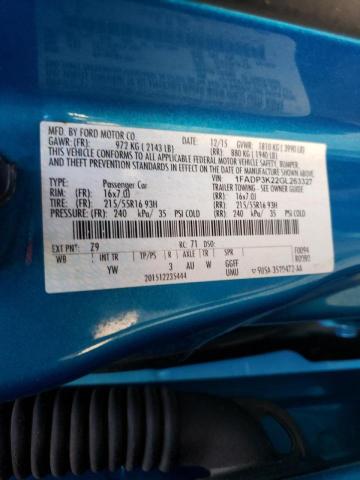 Photo 10 from auction – 2016 FORD FOCUS SE with VIN 1FADP3K22GL263327