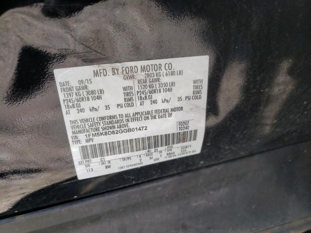 Photo 10 from auction – 2016 FORD EXPLORER X with VIN 1FM5K8D82GGB01472