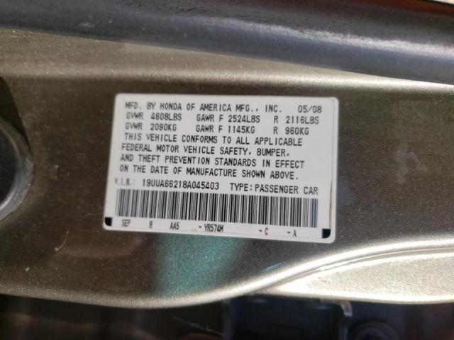 Photo 10 from auction – 2008 ACURA TL with VIN 19UUA66218A045403
