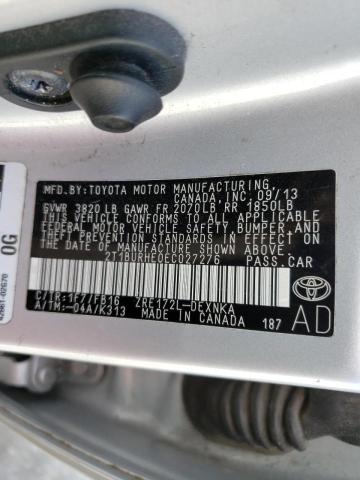Photo 10 from auction – 2014 TOYOTA COROLLA L with VIN 2T1BURHE0EC027276