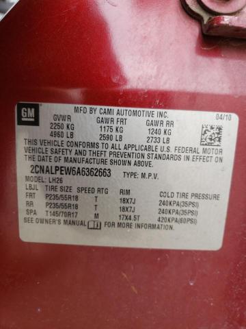 Photo 10 from auction – 2010 CHEVROLET EQUINOX LT with VIN 2CNALPEW6A6362663