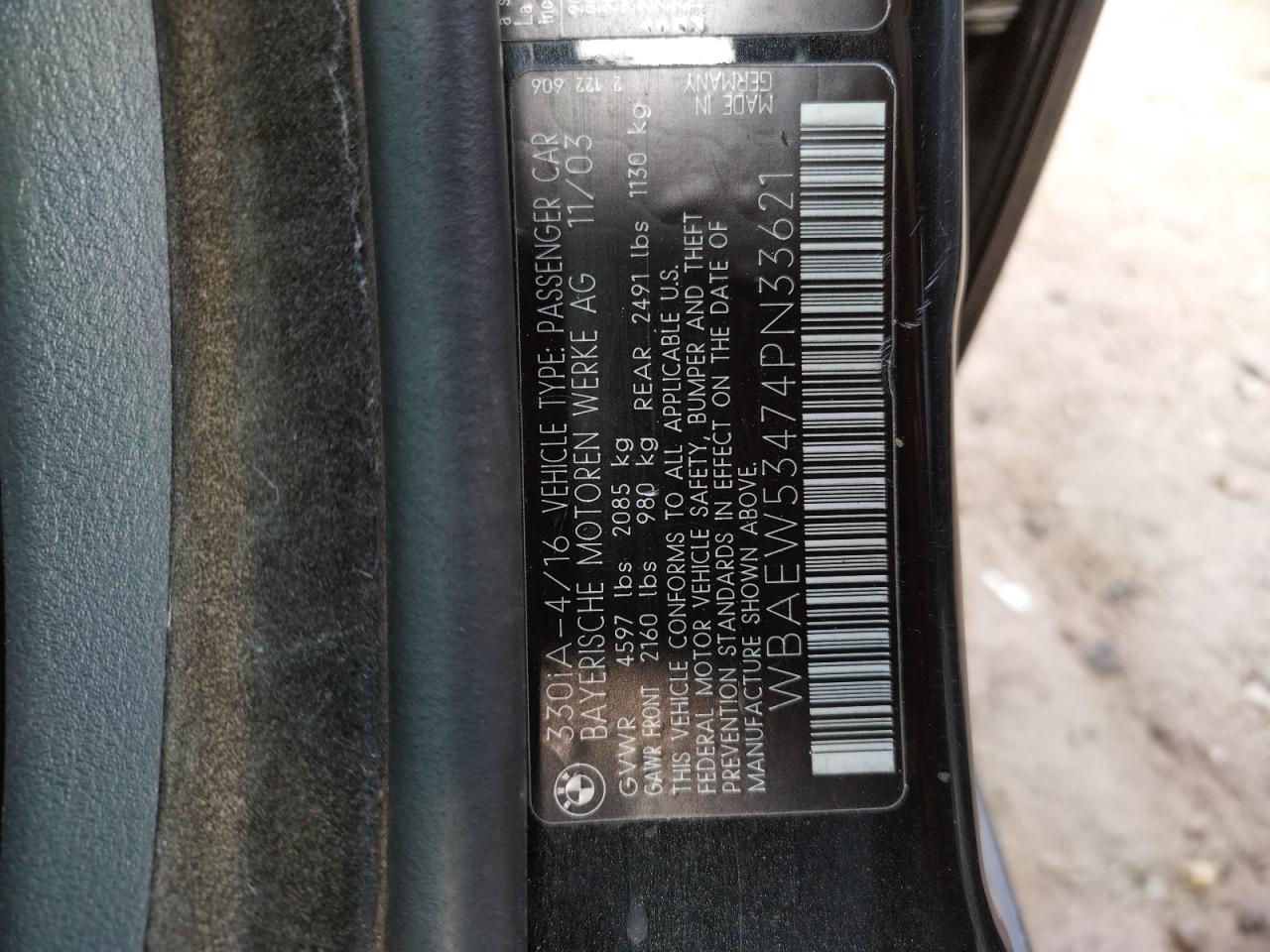 Photo 10 from auction – 2004 BMW 330 XI with VIN WBAEW53474PN33621