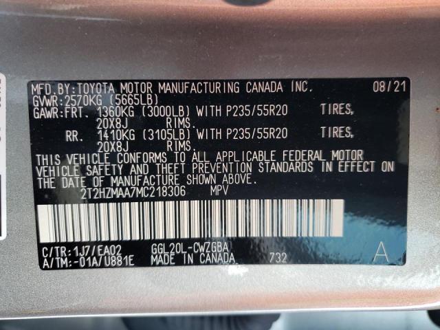 Photo 10 from auction – 2021 LEXUS RX 350 with VIN 2T2HZMAA7MC218306